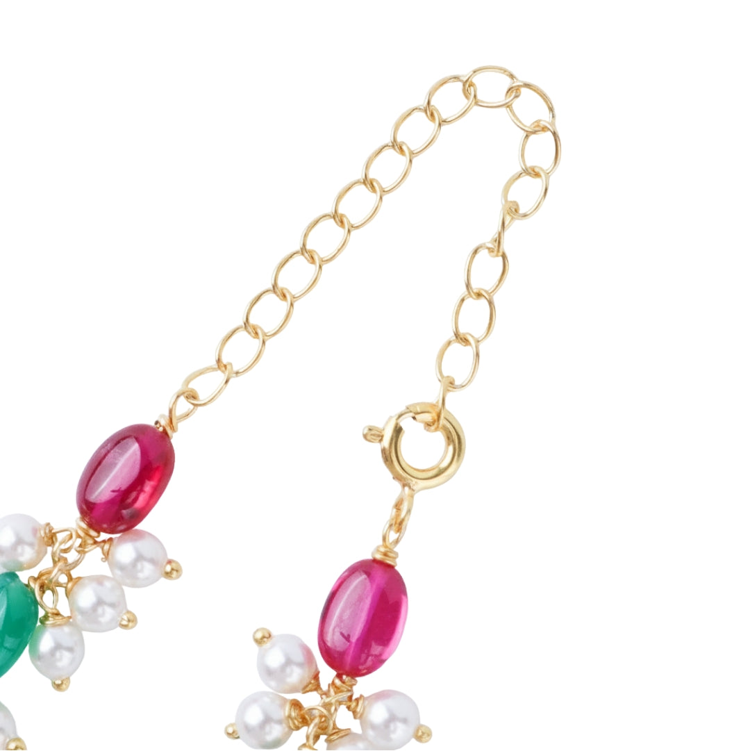 Luxe Necklace - Green Onyx, Rubies and Pearls | 92.5 Silver