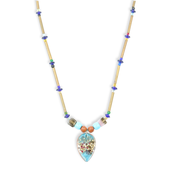 Copper Pipe and Glass Bead Necklace