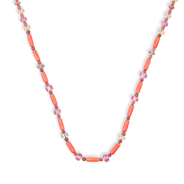 Glass Bead and Coral Bead Necklace