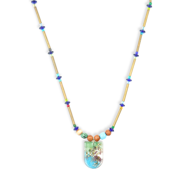 Copper Pipe and Glass Bead Necklace
