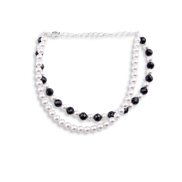 Silver Bracelet with Pearl & Black Spinel