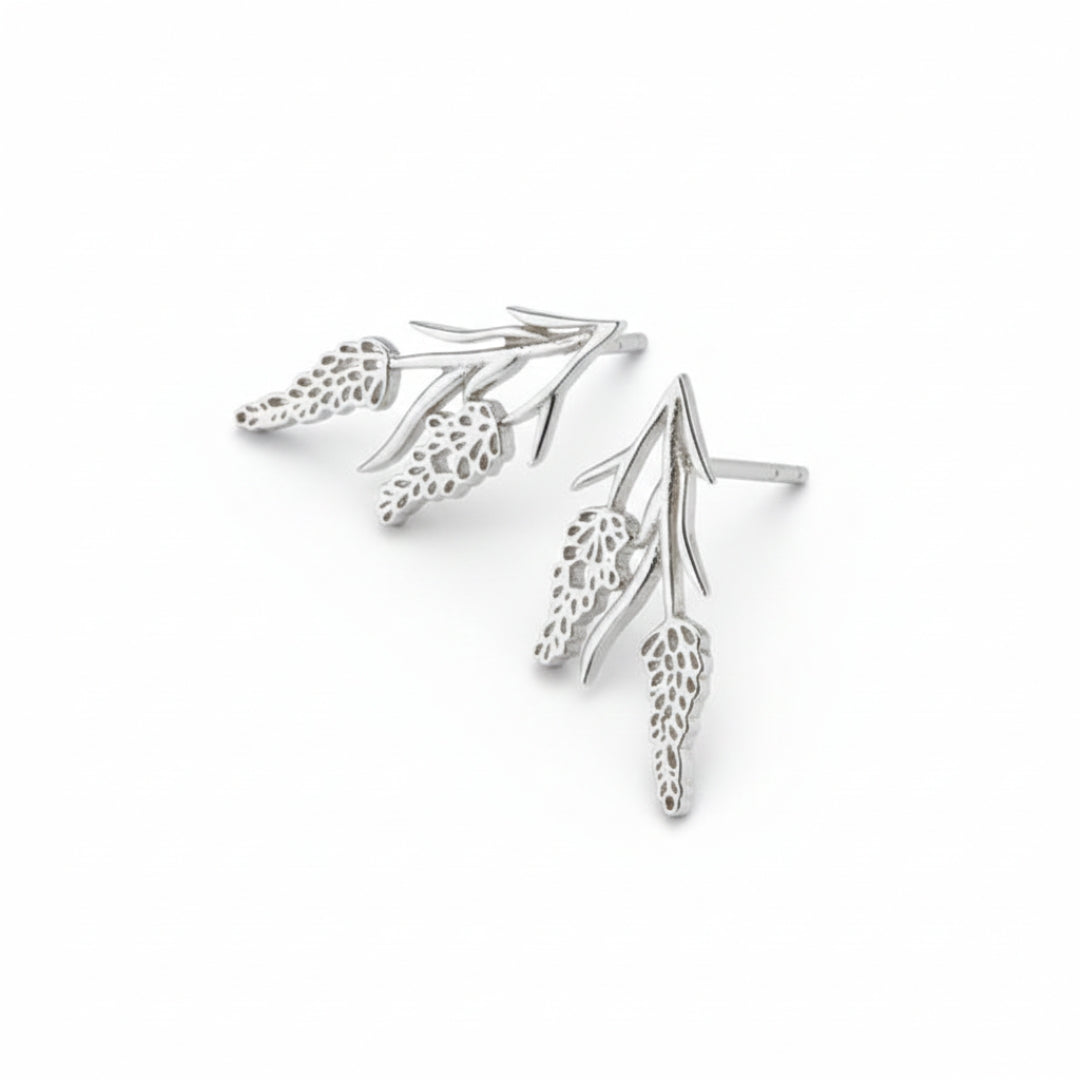 Sterling silver lavender leaf earrings