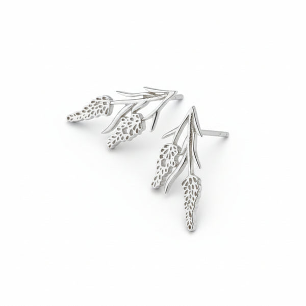 Sterling silver lavender leaf earrings