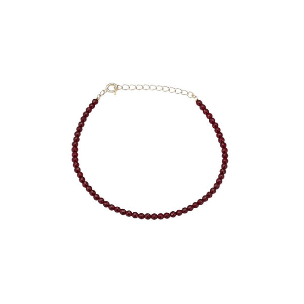 Garnet beaded anklet with silver chain