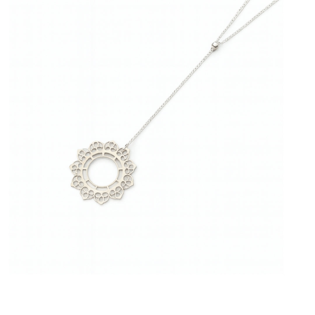 Silver Abstract Filigree Pendant Y Necklace