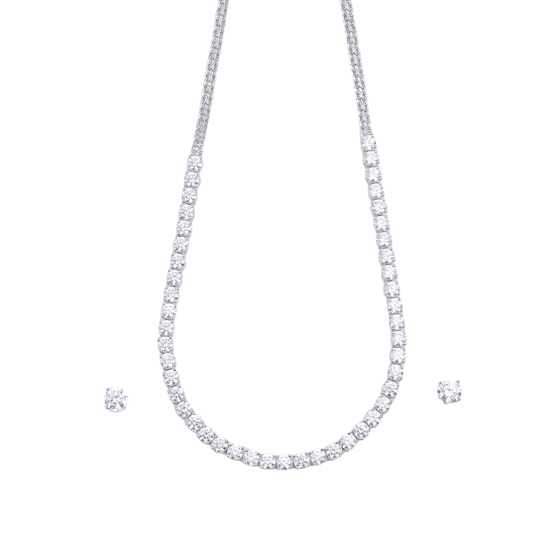 Silver CZ Necklace and Earring Set