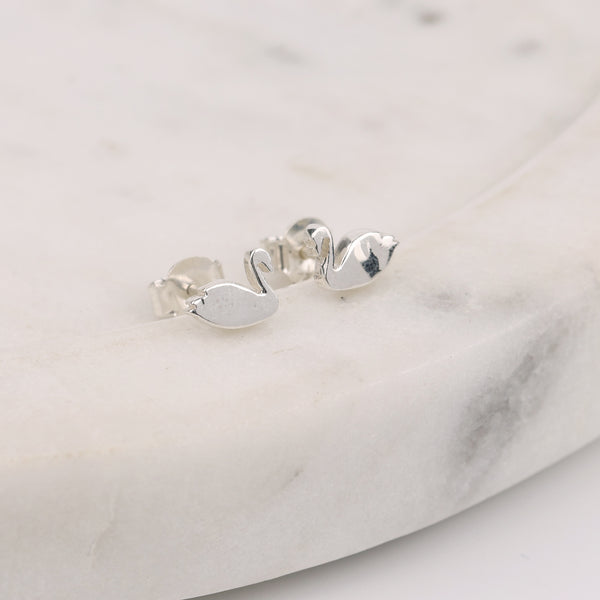 Silver Swan Studs