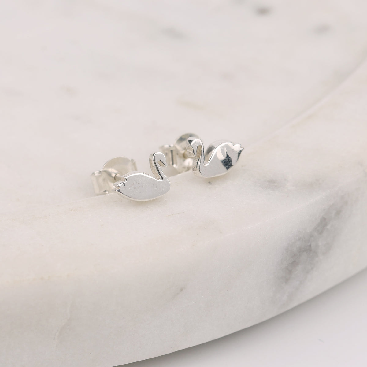 Silver Swan Studs