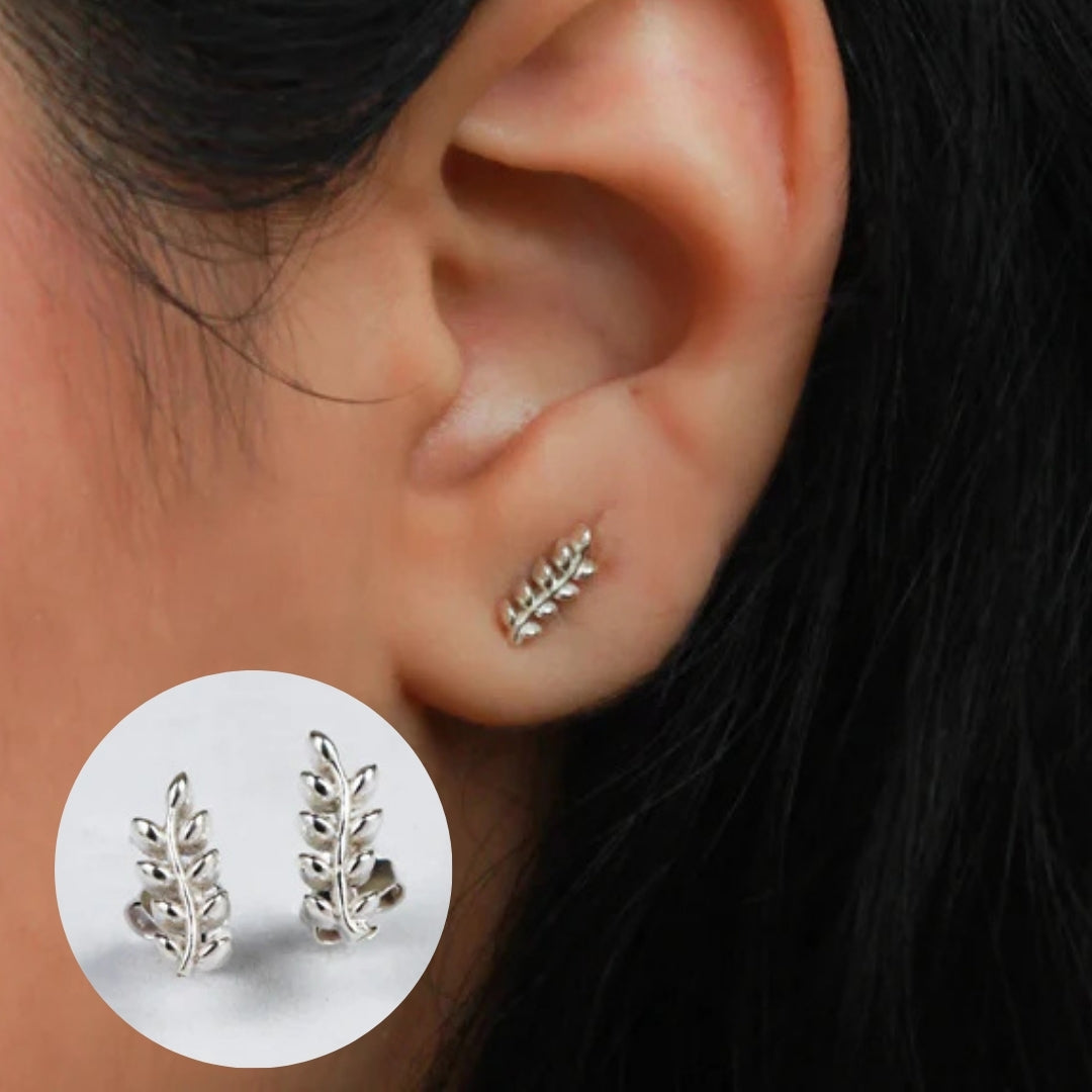 Silver Dainty Leaf Stud