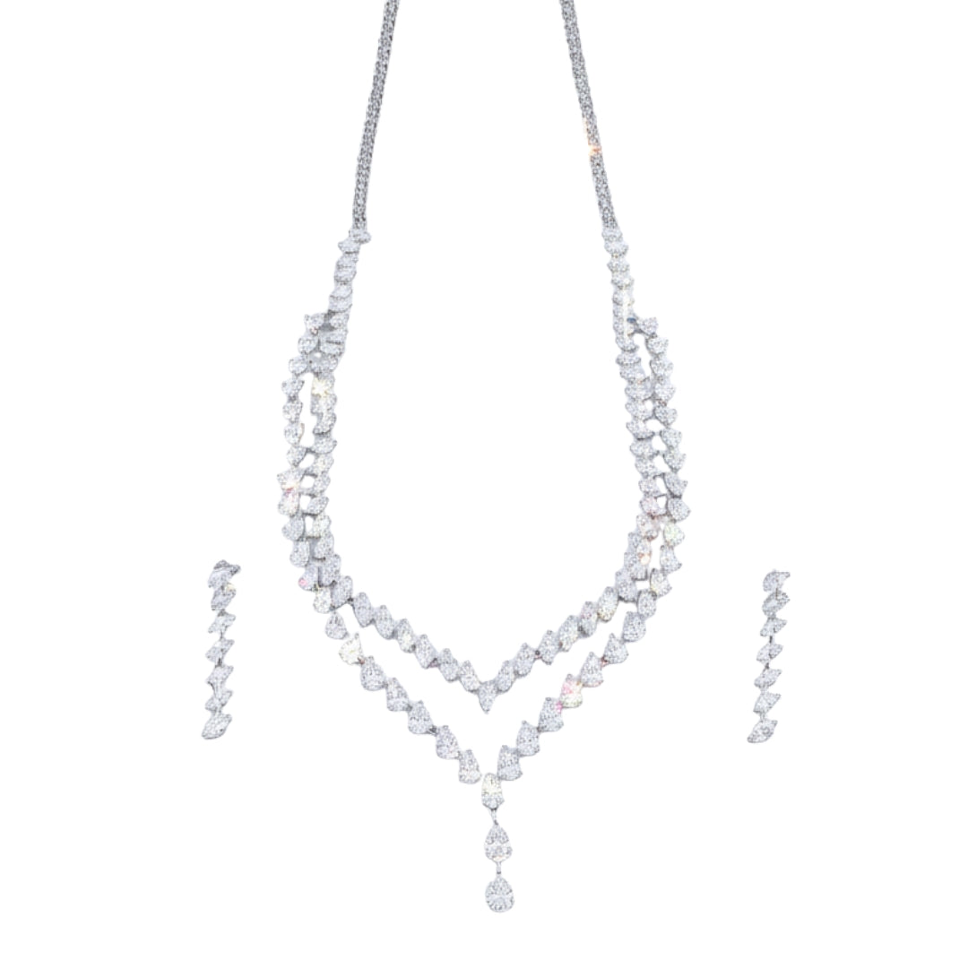 Silver CZ Necklace and Earring Set