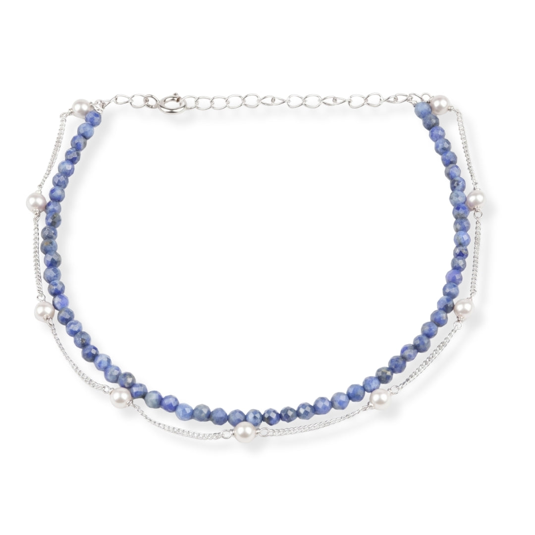Lapis Lazuli & Pearl Chain Anklet (Project Handmade)