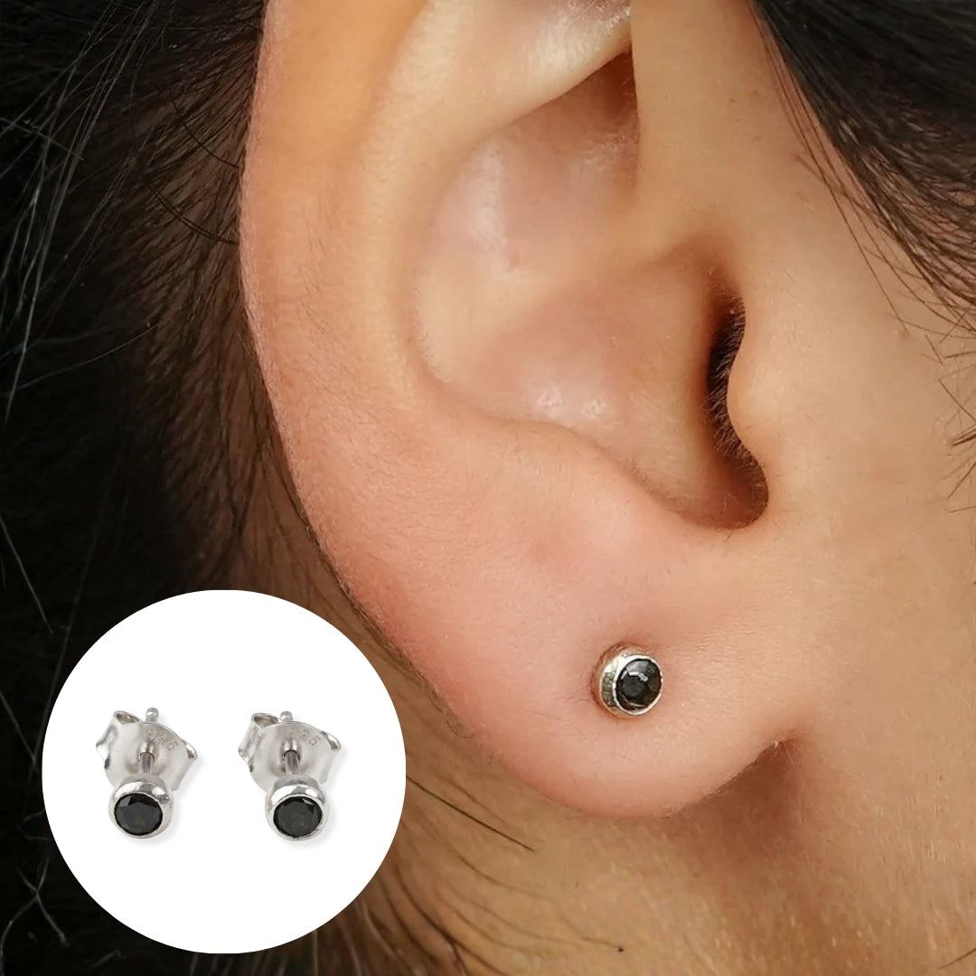 Tiny Black CZ Stud