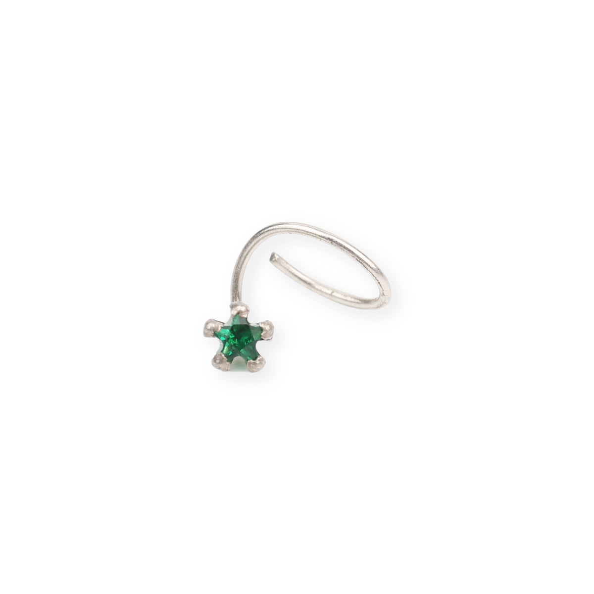 Tiny Green CZ Nose Pin (Pierced)