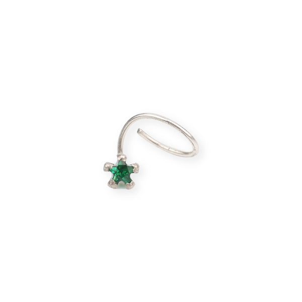 Tiny Green CZ Nose Pin (Pierced)
