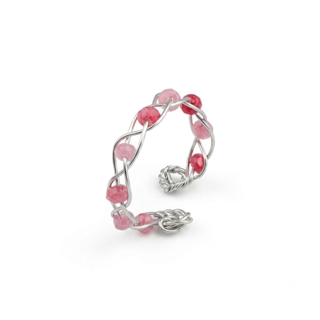 Pink Jade Wrapped Ring (Project Handmade)