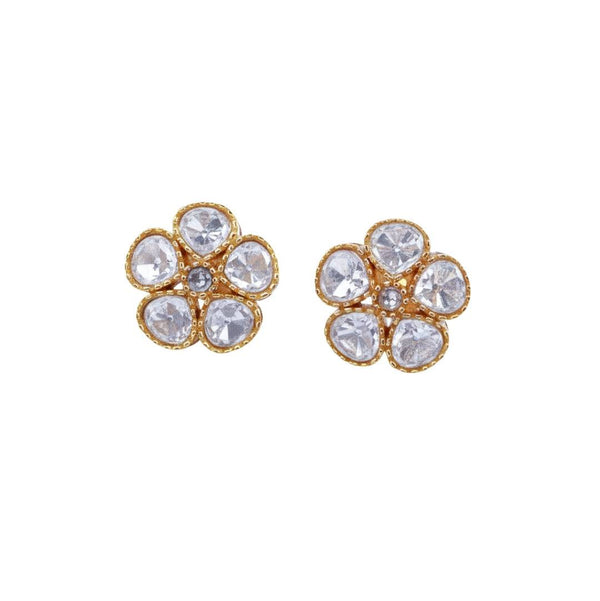 22K gold-plated fashion earring front view featuring an elegant design and premium 22K gold-plated finish