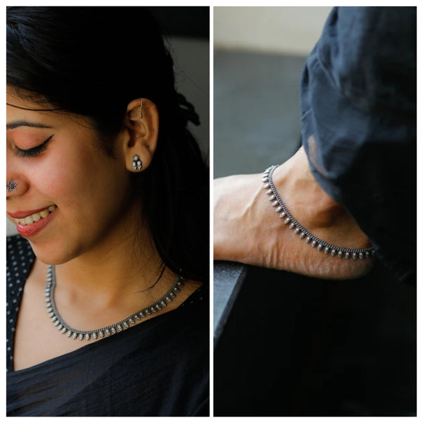 Delicate Silver Set Convertible Necklace and Anklet