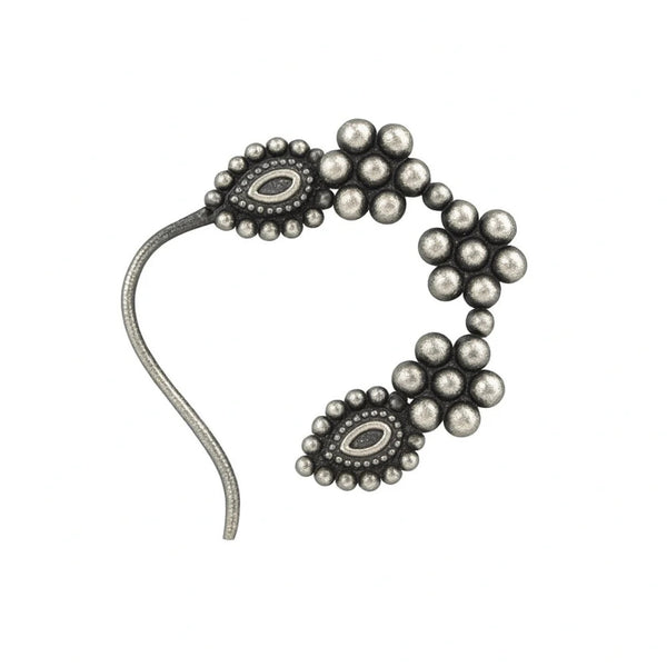 Sterling silver Nath with bead and oval design for ethnic jewelry