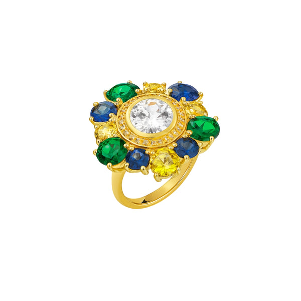 Midnight Bloom Ring | 92.5 Silver | 22K Gold Plated