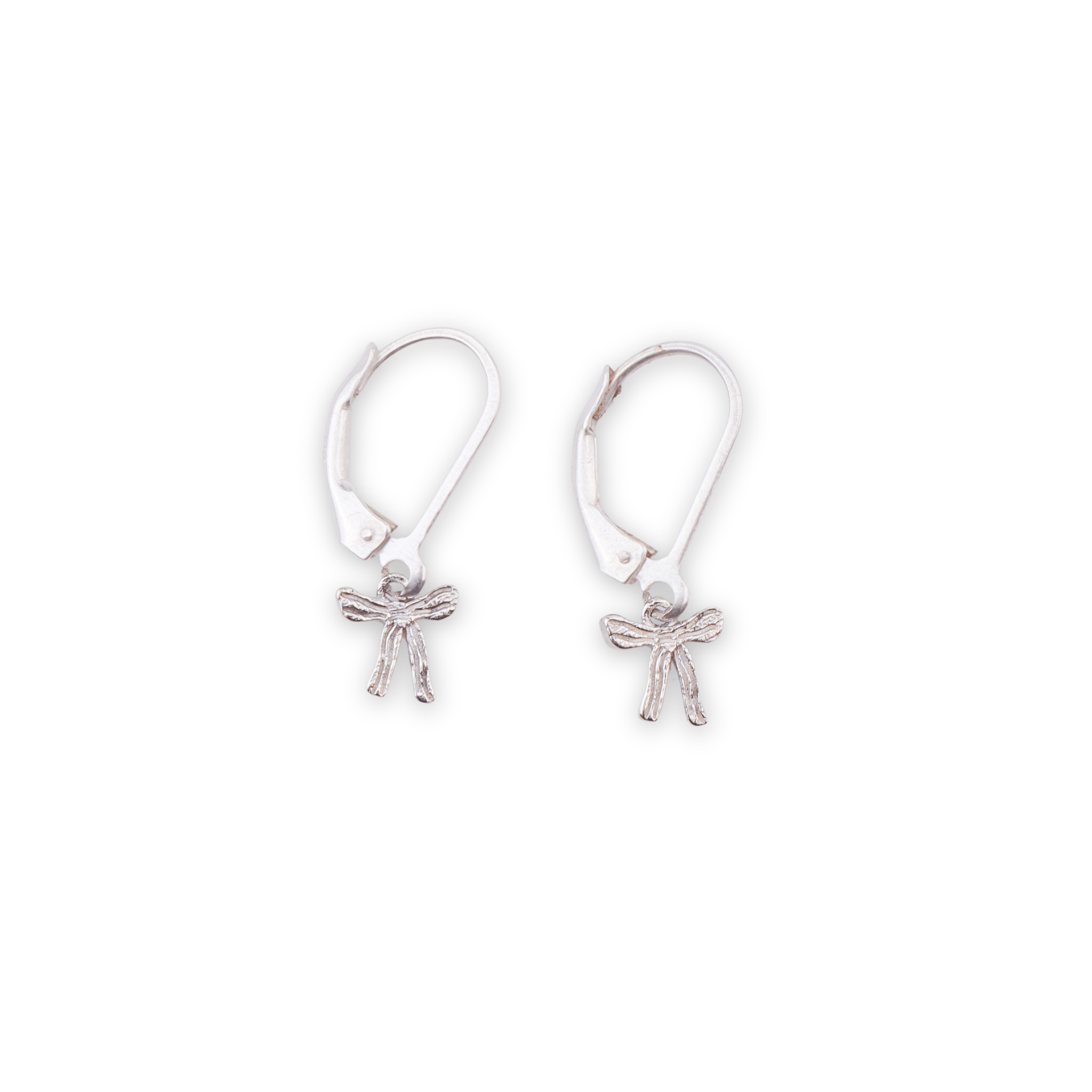 Silver bow dangle earrings for kids