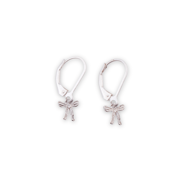 Silver bow dangle earrings for kids