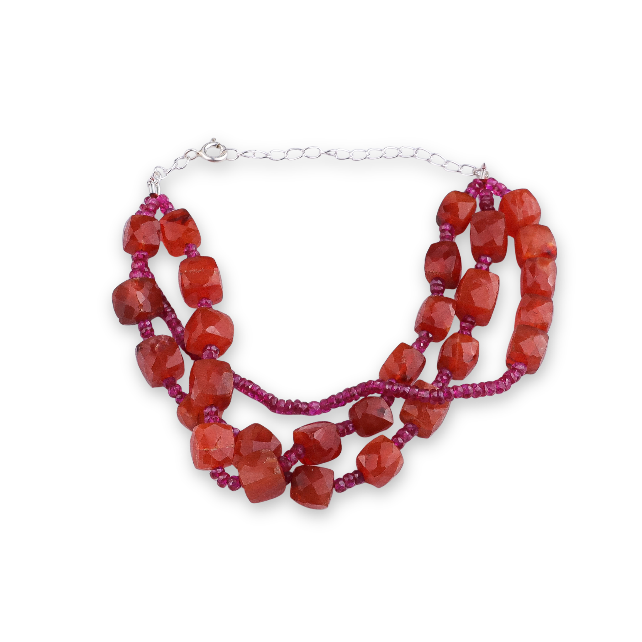 Ruby & Carnelian Silver Bracelet (Project Handmade)