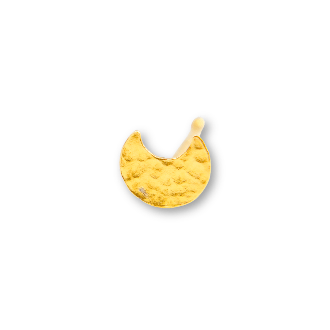Gold hammered crescent moon nose pin