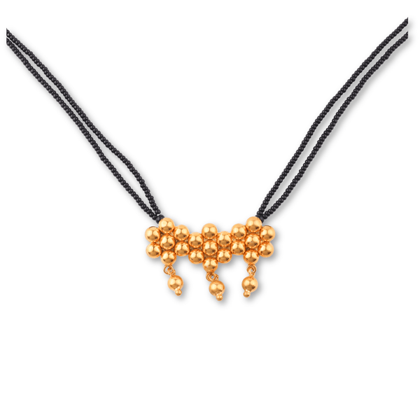 Black beaded necklace with gold pendant