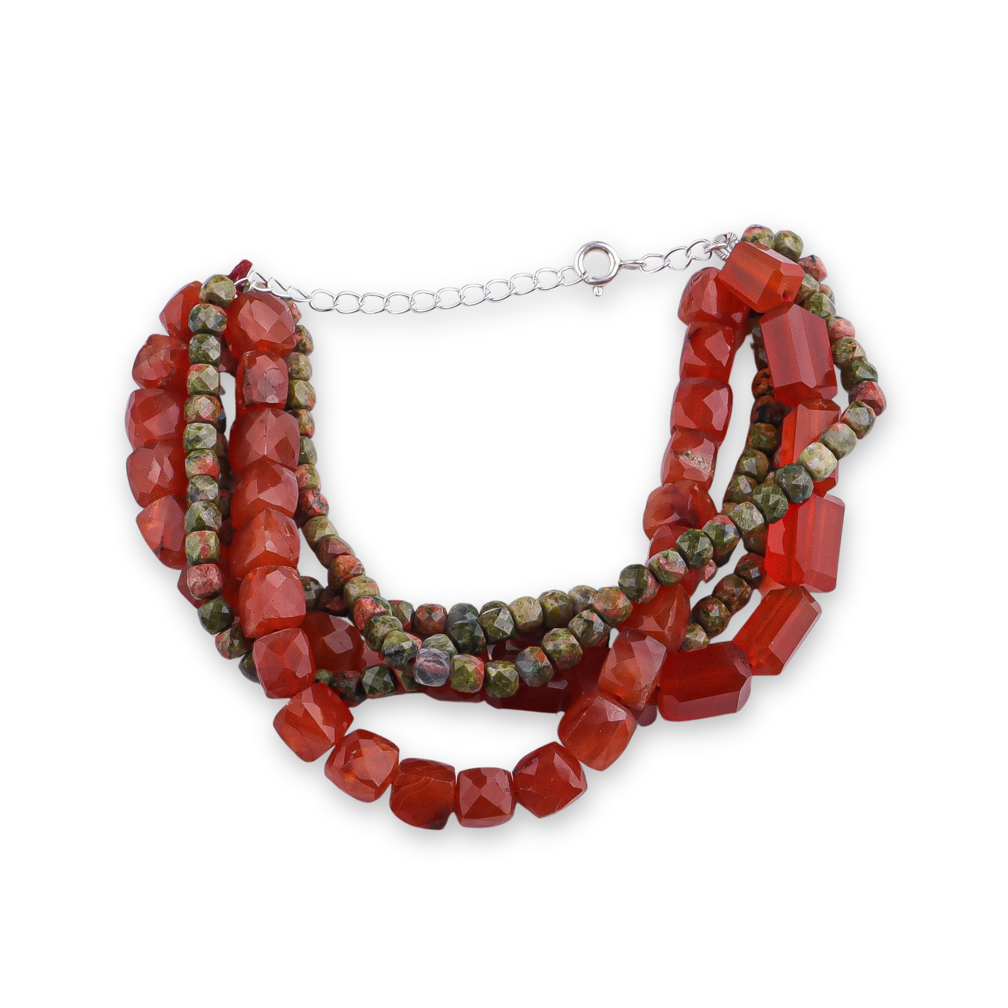 Carnelian & Unakite Silver Bracelet (Project Handmade)
