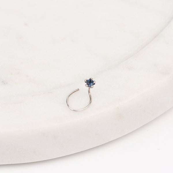 Blue CZ Nose Pin - Big (Pierced)