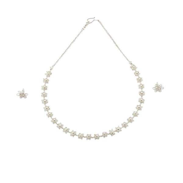 Silver Bakul Set (Short) with floral motifs jewelry set