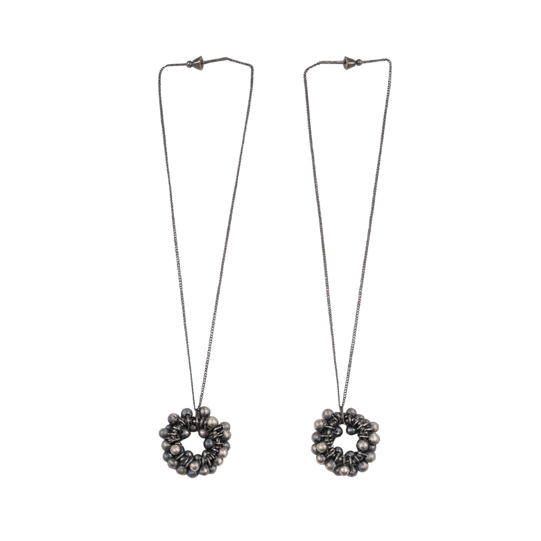 Sterling silver earrings with circular bead design, Kashmiri Dejhoor style