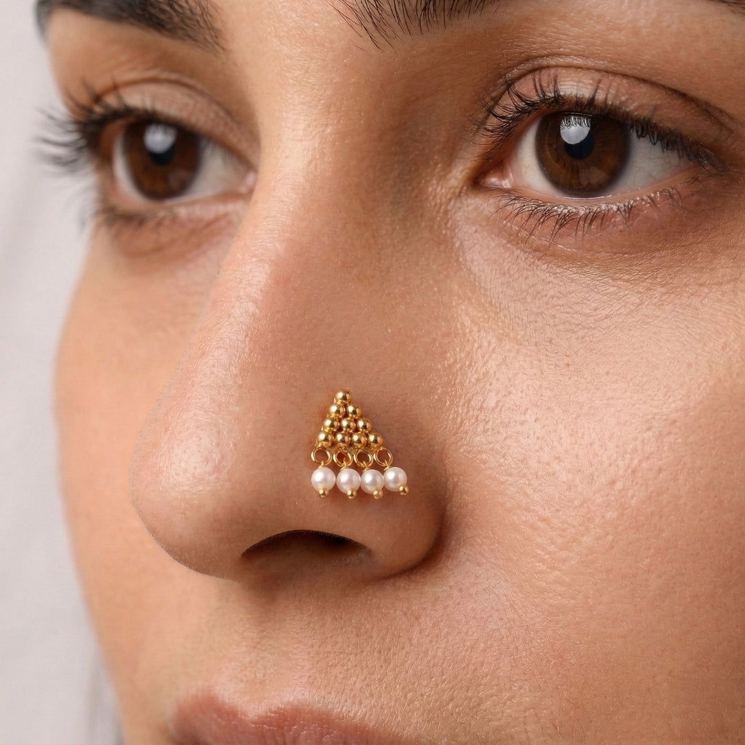 Pyramid Pierced Nose Pin | 22K Gold-Plated (Large)