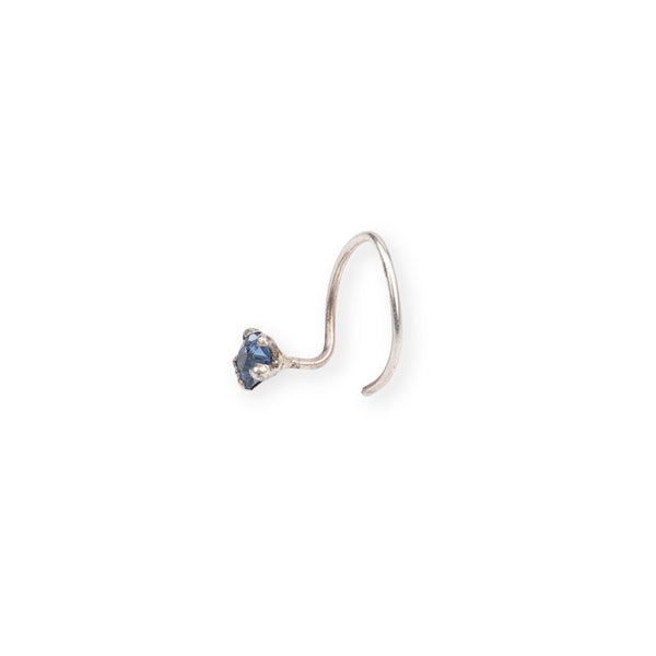 Blue CZ Nose Pin - Medium (Pierced)