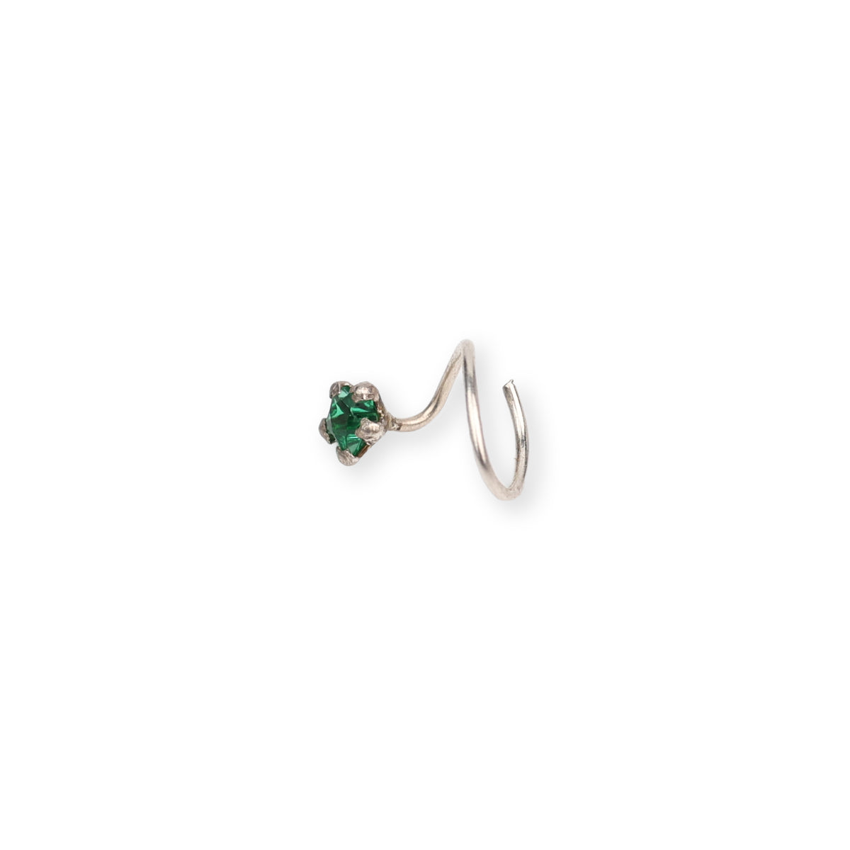 Green CZ Nose Pin - Small (Pierced)