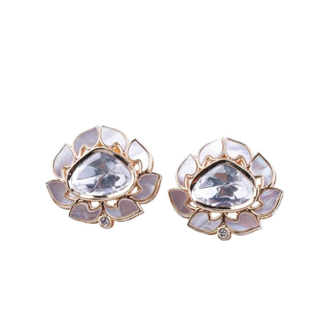 22K gold-plated fashion earring front view featuring an elegant design and premium 22K gold-plated finish
