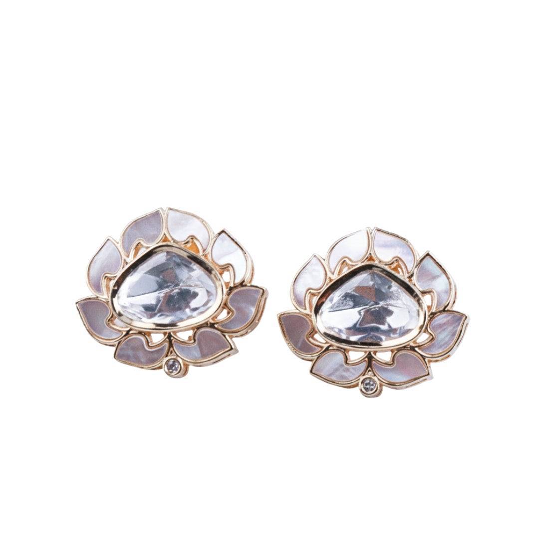 22K gold-plated fashion earring front view featuring an elegant design and premium 22K gold-plated finish
