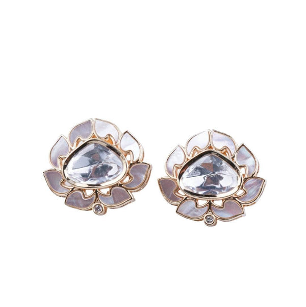 22K gold-plated fashion earring front view featuring an elegant design and premium 22K gold-plated finish