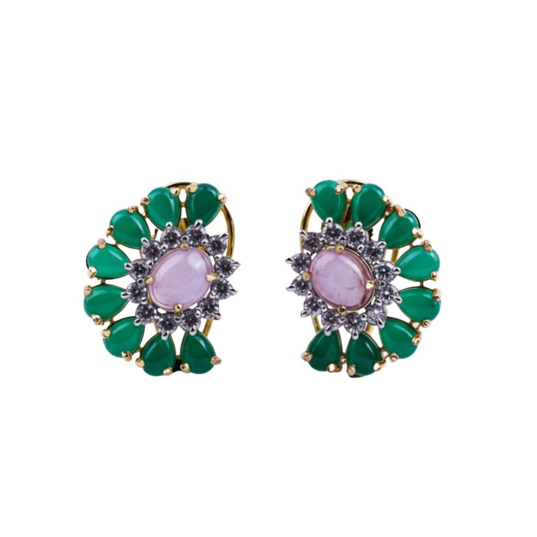 22K gold-plated fashion earring front view featuring an elegant design and premium 22K gold-plated finish