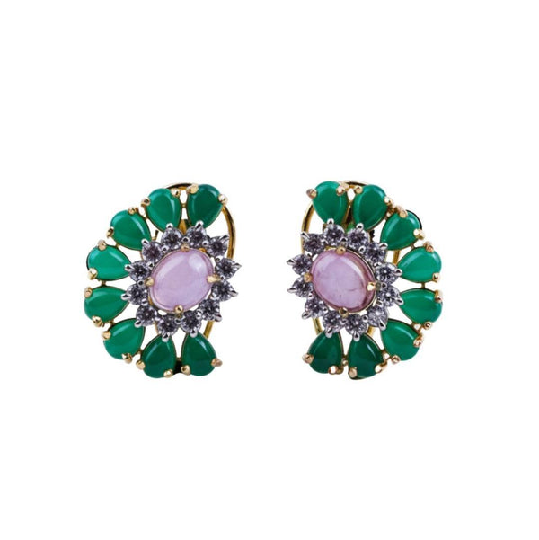 22K gold-plated fashion earring front view featuring an elegant design and premium 22K gold-plated finish