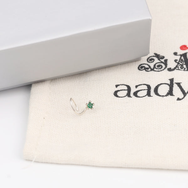 Green CZ Nose Pin - Big (Pierced)