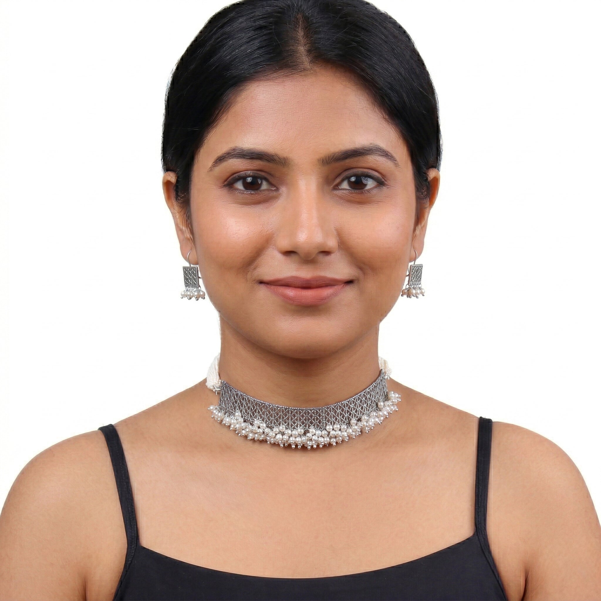 Filigree Choker Set with Pearls