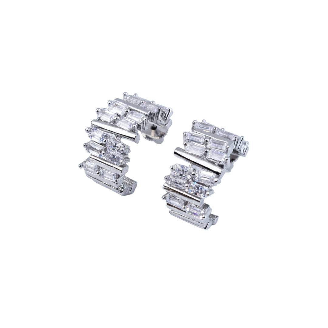 Fashion earrings in front view featuring a stylish design and elegant jewelry finish
