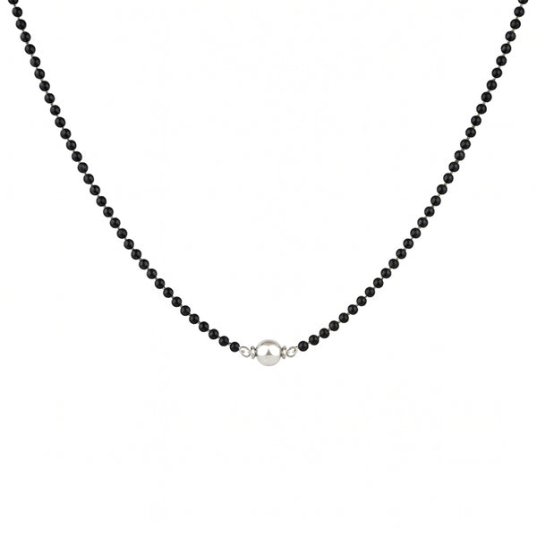 Black beaded Mangalsutra with silver bead for daily wear