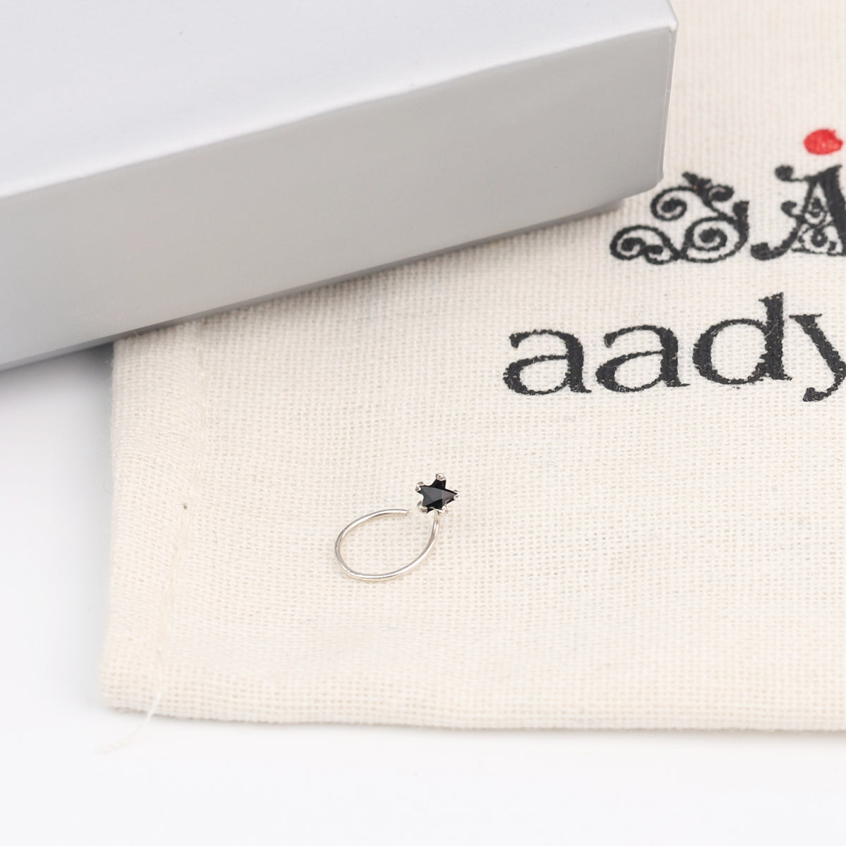 Black CZ Nose Pin - Medium (Pierced)