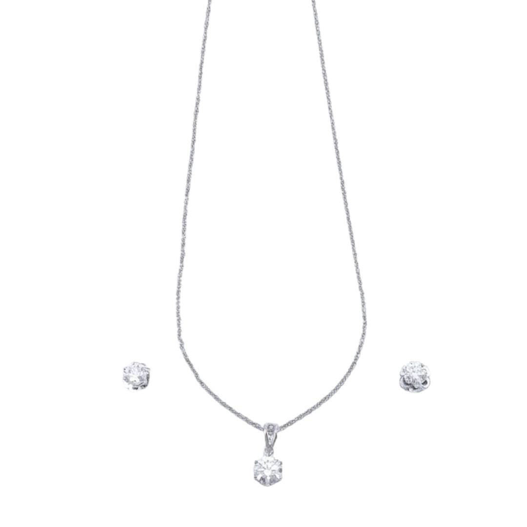 Silver CZ Pendant and Earring Set