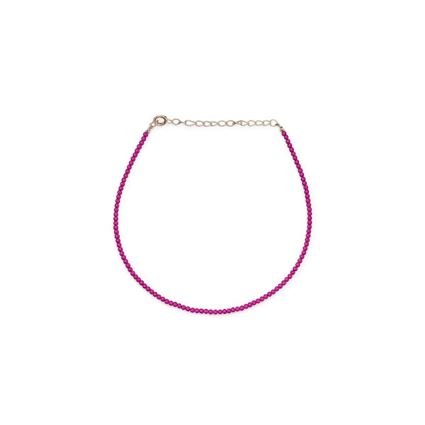 Pink ruby anklet with silver chain