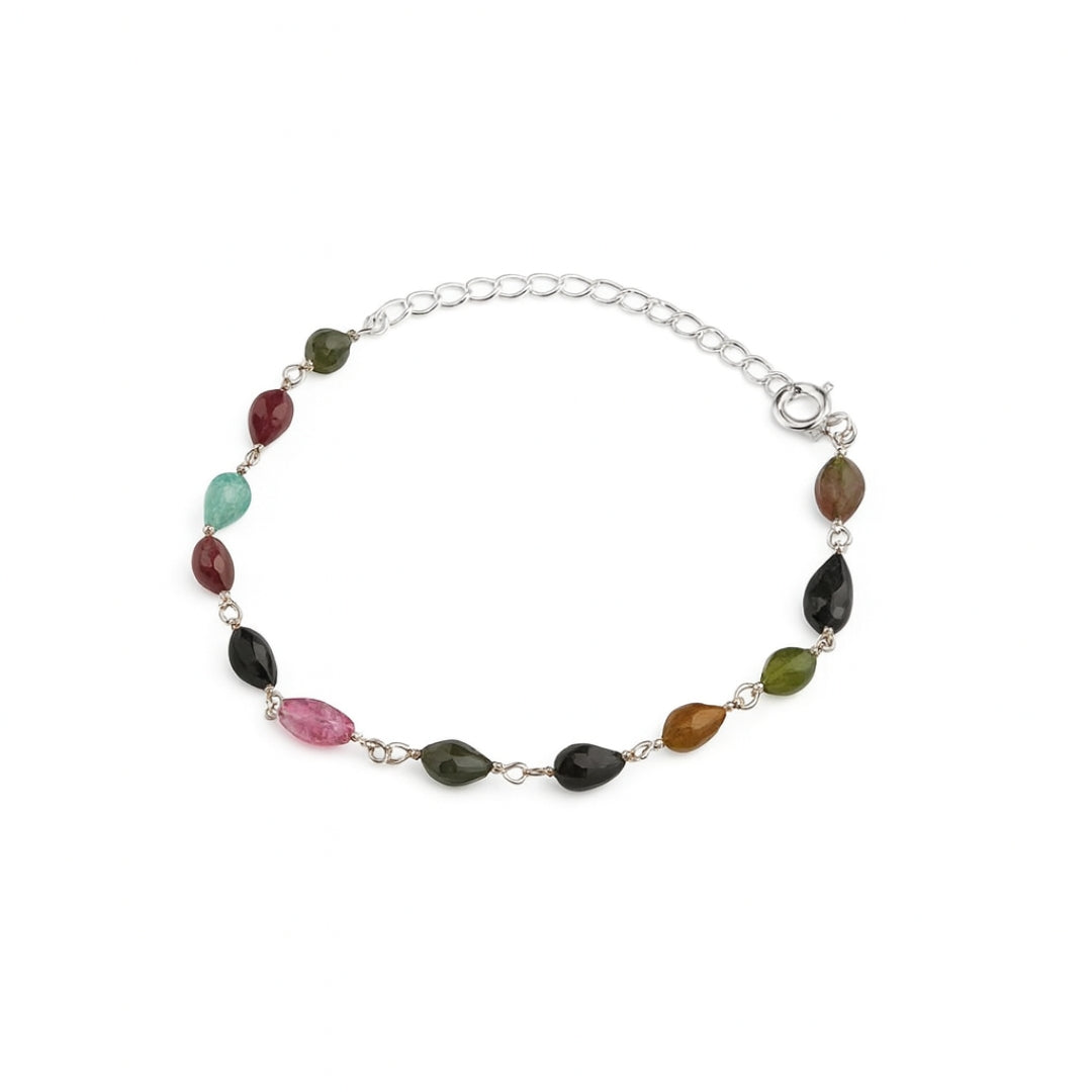 Silver Ganthan Bracelet with Tourmaline Stones