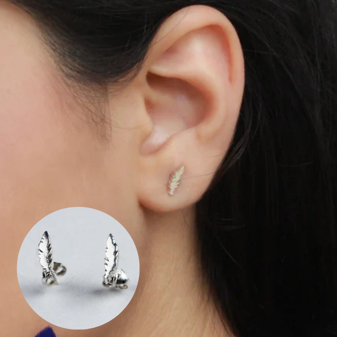 Silver Feather Stud