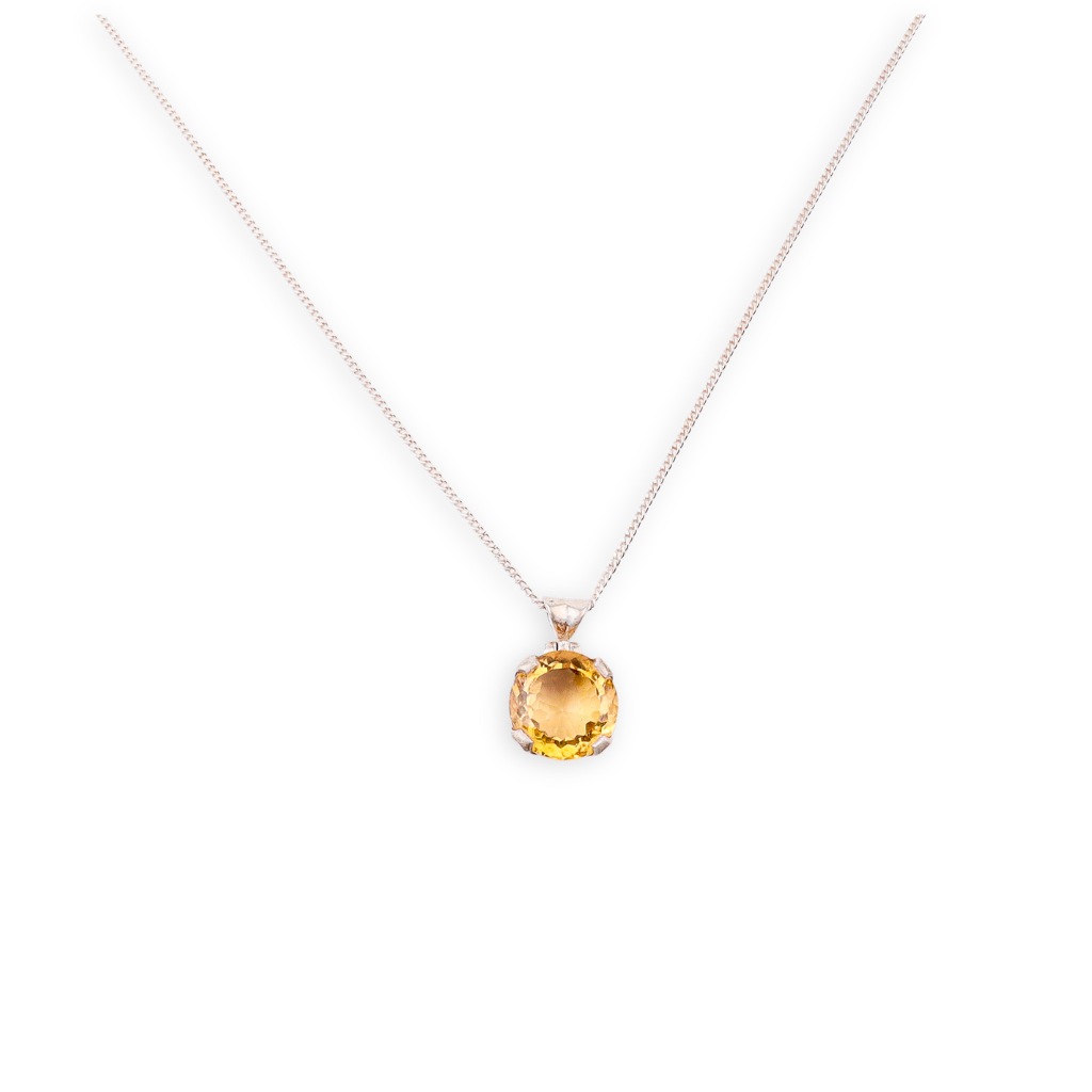 Silver Pendant with Citrine Faceted Stone